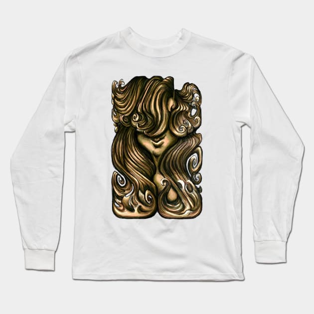 Luscious Locks - Warm Sand Long Sleeve T-Shirt by BigNoseArt